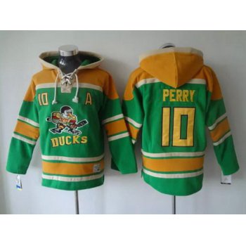 Men's Anaheim Ducks #10 Corey Perry Old Time Hockey Green Hoodie