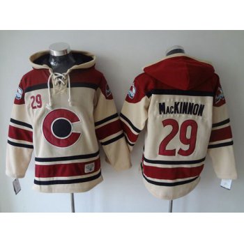 Men's Colorado Avalanche #29 Nathan MacKinnon Old Time Hockey Cream Hoodie