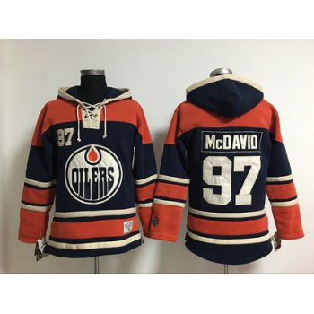 Men's Edmonton Oilers #97 Connor McDavid Old Time Hockey Navy Blue Hoodie