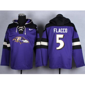 Men's Baltimore Ravens #5 Joe Flacco Purple Team Color 2014 NFL Nike Hoodie