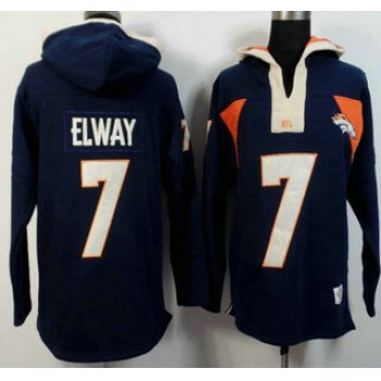 Men's Denver Broncos #7 John Elway Navy Blue Alternate 2015 NFL Hoody