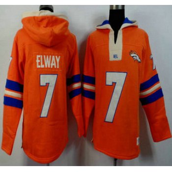 Men's Denver Broncos #7 John Elway Orange Team Color 2015 NFL Hoody