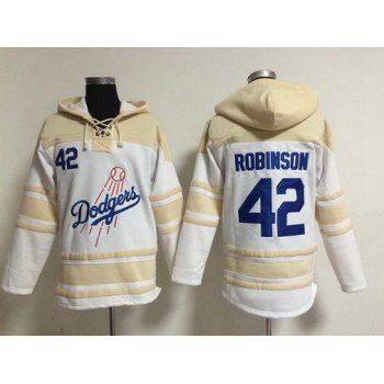 Men's Los Angeles Dodgers #42 Jackie Robinson Home White Hoodie