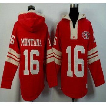 Men's San Francisco 49ers #16 Joe Montana Red Team Color Team Color 2015 NFL Hoody
