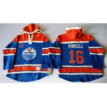 Old Time Hockey Edmonton Oilers #16 Teddy Purcell Royal Blue Hoodie