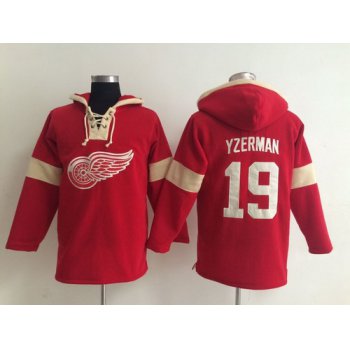 2014 Old Time Hockey Detroit Red Wings #19 Steve Yzerman Red Hoodie