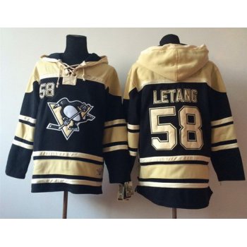 Old Time Hockey Pittsburgh Penguins #58 Kris Letang Black Hoodie
