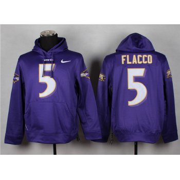 Nike Baltimore Ravens #5 Joe Flacco Purple Hoodie