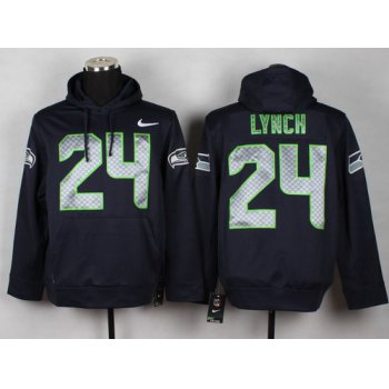 Nike Seattle Seahawks #24 Marshawn Lynch Navy Blue Hoodie