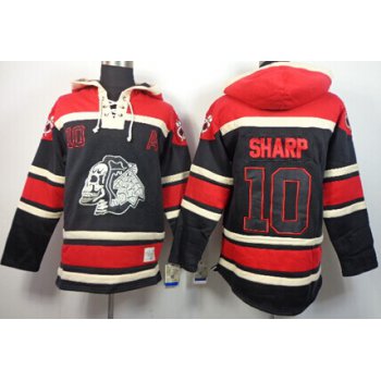 Old Time Hockey Chicago Blackhawks #10 Patrick Sharp Black Ice Skulls Hoodie