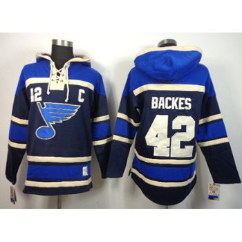 Old Time Hockey St. Louis Blues #42 David Backes Navy Blue Hoodie