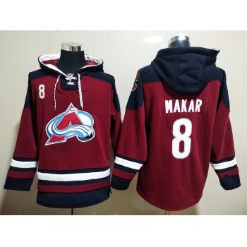 Men's Colorado Avalanche #8 Cale Makar NEW Dark Red Stitched Hoodie