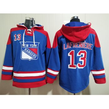 Men's New York Rangers #13 Alexis Lafreniere Blue Ageless Must Have Lace Up Pullover Hoodie