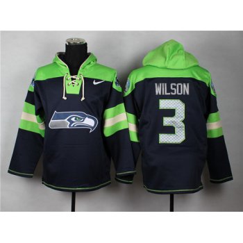 Nike Seattle Seahawks #3 Russell Wilson 2014 Navy Blue Hoodie