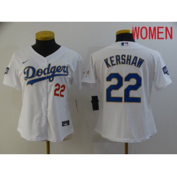 Women Los Angeles Dodgers 22 Kershaw White Game 2021 Nike MLB Jersey