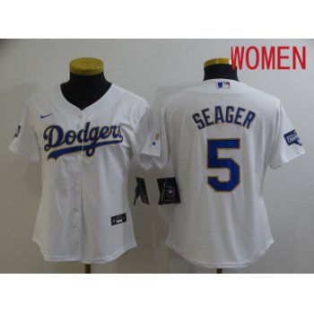 Women Los Angeles Dodgers 5 Seager White Game 2021 Nike MLB Jersey