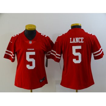 Women San Francisco 49ers #5 Trey Lance Jersey Scarlet 2021 Limited Football