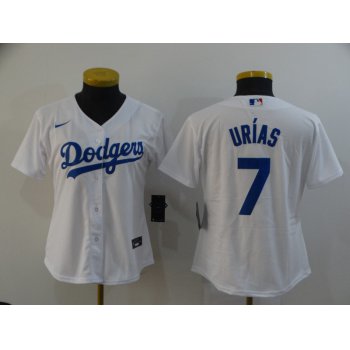 Women's Los Angeles Dodgers #7 Julio Urias White Stitched MLB Cool Base Nike Jersey