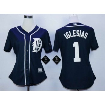 Detroit Tigers #1 Jose Iglesias Blue Women New Cool Base Jersey