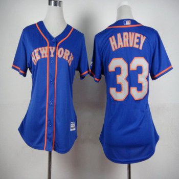 Women's New York Mets #33 Matt Harvey Blue With Gray