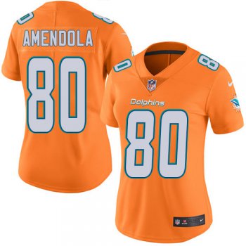 Nike Dolphins #80 Danny Amendola Orange Women's Stitched NFL Limited Rush Jersey