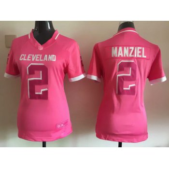 Women's Cleveland Browns #2 Johnny Manziel Pink Bubble Gum 2015 NFL Jersey