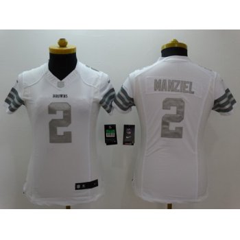 Women's Cleveland Browns #2 Johnny Manziel White Platinum NFL Nike Limited Jersey