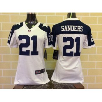 Women's Dallas Cowboys #21 Deion Sanders White Thanksgiving Retired Player NFL Nike Game Jersey