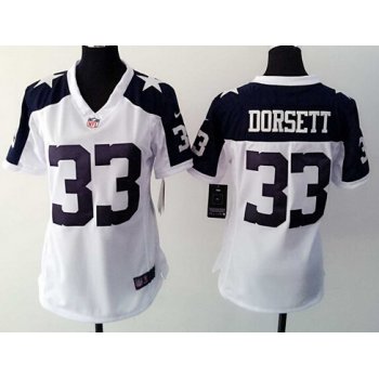 Women's Dallas Cowboys #33 Tony Dorsett White Thanksgiving Retired Player NFL Nike Game Jersey