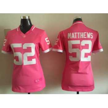 Women's Green Bay Packers #52 Clay Matthews Pink Bubble Gum 2015 NFL Jersey