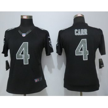 Women's Oakland Raiders #4 Derek Carr Black Impact NFL Nike Limited Jersey