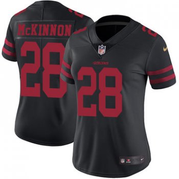 Nike 49ers #28 Jerick McKinnon Black Alternate Women's Stitched NFL Vapor Untouchable Limited Jersey