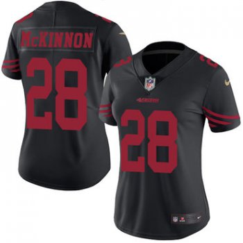 Nike 49ers #28 Jerick McKinnon Black Women's Stitched NFL Limited Rush Jersey