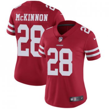 Nike 49ers #28 Jerick McKinnon Red Team Color Women's Stitched NFL Vapor Untouchable Limited Jersey