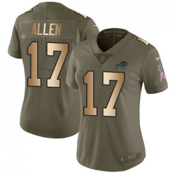Nike Bills #17 Josh Allen Olive Gold Women's Stitched NFL Limited 2017 Salute to Service Jersey