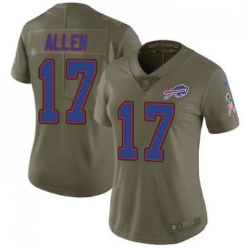 Nike Bills #17 Josh Allen Olive Women's Stitched NFL Limited 2017 Salute to Service Jersey