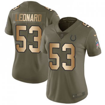 Nike Colts #53 Darius Leonard Olive Gold Women's Stitched NFL Limited 2017 Salute to Service Jersey