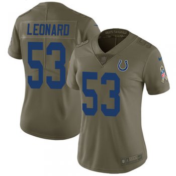 Nike Colts #53 Darius Leonard Olive Women's Stitched NFL Limited 2017 Salute to Service Jersey