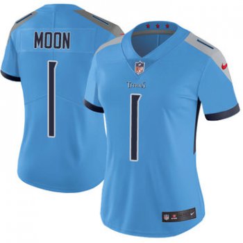 Nike Titans #1 Warren Moon Light Blue Team Color Women's Stitched NFL Vapor Untouchable Limited Jersey