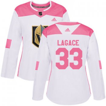Adidas Vegas Golden Knights #33 Maxime Lagace White Pink Authentic Fashion Women's Stitched NHL Jersey