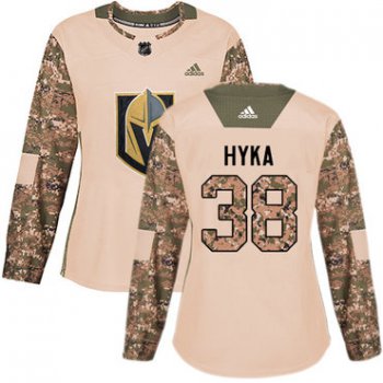 Adidas Vegas Golden Knights #38 Tomas Hyka Camo Authentic 2017 Veterans Day Women's Stitched NHL Jersey