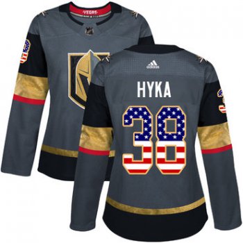 Adidas Vegas Golden Knights #38 Tomas Hyka Grey Home Authentic USA Flag Women's Stitched NHL Jersey