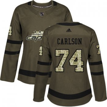 Adidas Washington Capitals #74 John Carlson Green Salute to Service Women's Stitched NHL Jersey