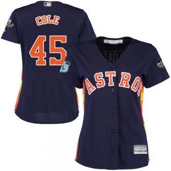 Astros #45 Gerrit Cole Navy Blue Alternate 2019 World Series Bound Women's Stitched Baseball Jersey