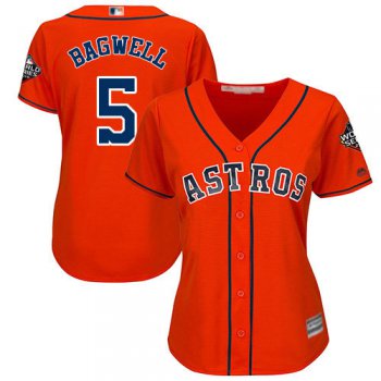 Astros #5 Jeff Bagwell Orange Alternate 2019 World Series Bound Women's Stitched Baseball Jersey