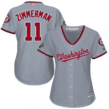 Nationals #11 Ryan Zimmerman Grey Road 2019 World Series Bound Women's Stitched Baseball Jersey