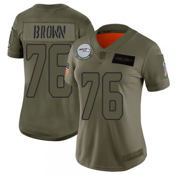 Nike Seahawks #76 Duane Brown Camo Women's Stitched NFL Limited 2019 Salute to Service Jersey