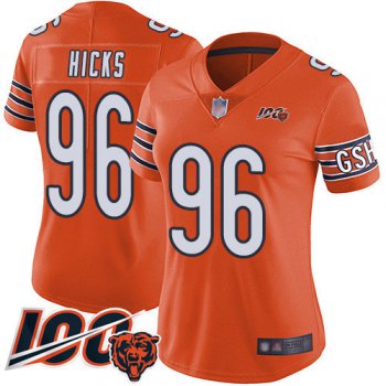 Nike Chicago Bears Women's #96 Akiem Hicks Orange Alternate 100th Season Limited Jersey