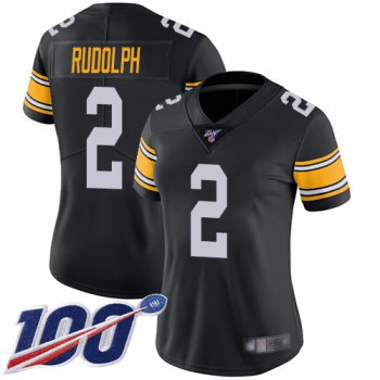 Steelers #2 Mason Rudolph Black Alternate Women's Stitched Football 100th Season Vapor Limited Jersey