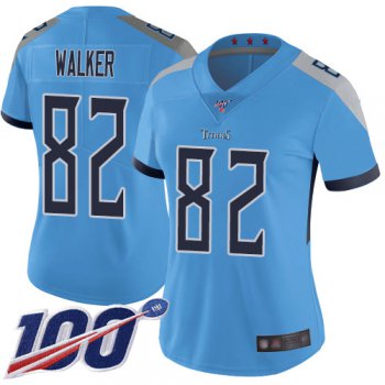 Titans #82 Delanie Walker Light Blue Alternate Women's Stitched Football 100th Season Vapor Limited Jersey